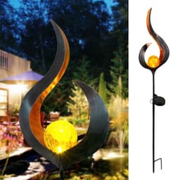image-LED Solar Flame Light Metal LED Garden Light Flame Effect Lamp Waterproof Outdoor Lights Landscape Lights Solar Decorative Light
