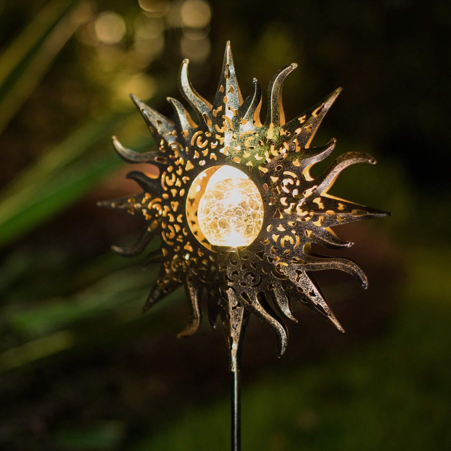 image-LED Solar Flame Light Metal LED Garden Light Flame Effect Lamp Waterproof Outdoor Lights Landscape Lights Solar Decorative Light