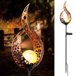 image-LED Solar Flame Light Metal LED Garden Light Flame Effect Lamp Waterproof Outdoor Lights Landscape Lights Solar Decorative Light