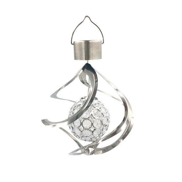 image-Outdoor Stainless Steel LED Solar Wind Bell Lamp acrylic ball building controlled wind bell rotating wind bell lamp landscape lamp