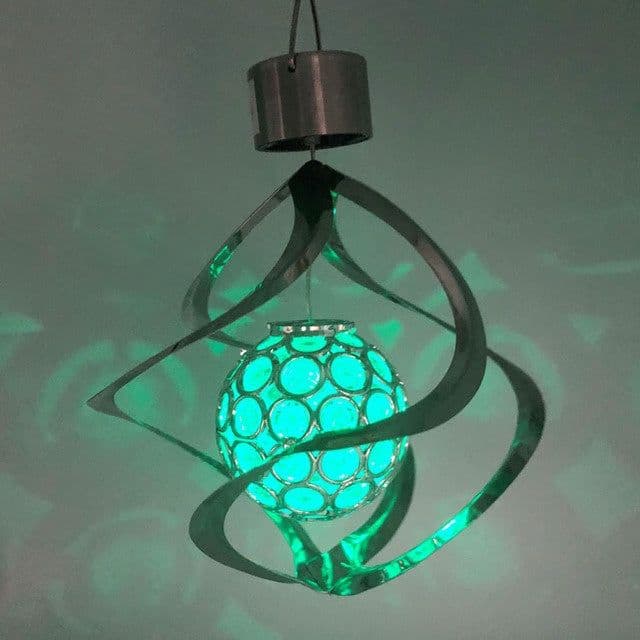 image-Outdoor Stainless Steel LED Solar Wind Bell Lamp acrylic ball building controlled wind bell rotating wind bell lamp landscape lamp