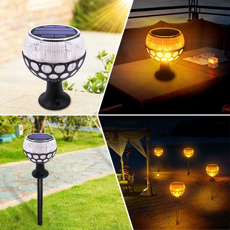 image-Spherical flame column solar lamp
