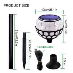 image-Spherical flame column solar lamp