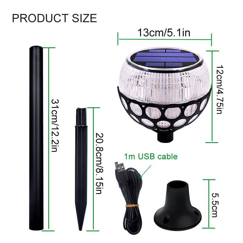image-Spherical flame column solar lamp