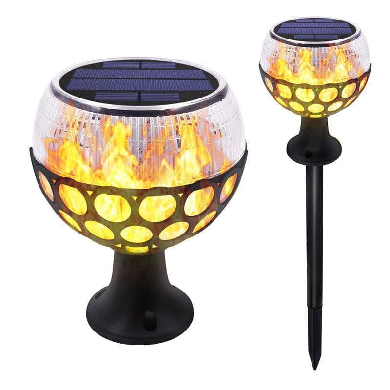 image-Spherical flame column solar lamp