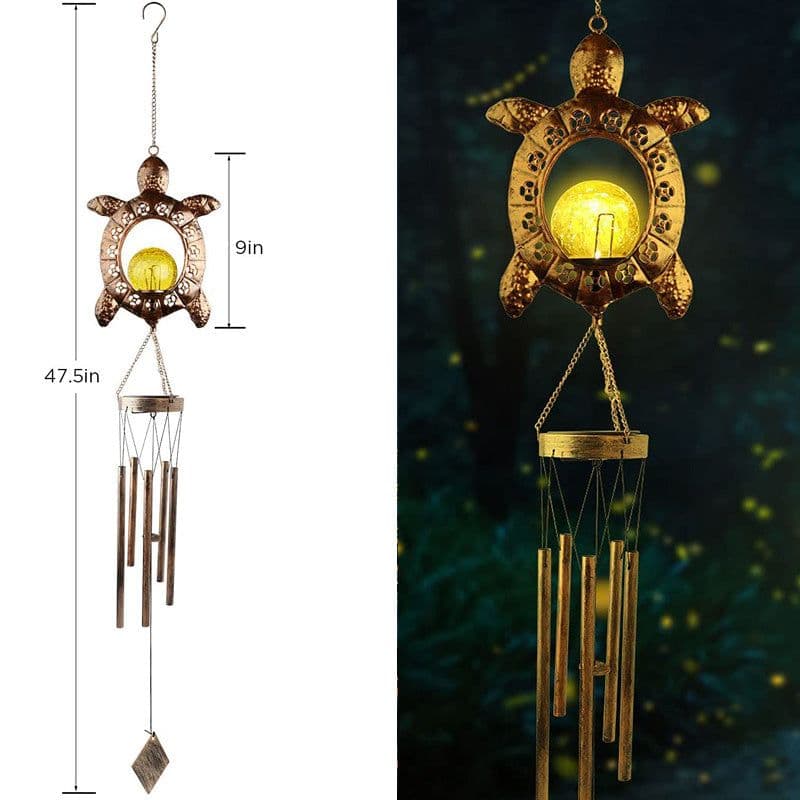 image-Wrought iron hollow sun moon wind chime pendant LED outdoor garden landscape decoration