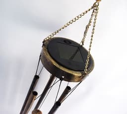 image-Wrought iron hollow sun moon wind chime pendant LED outdoor garden landscape decoration