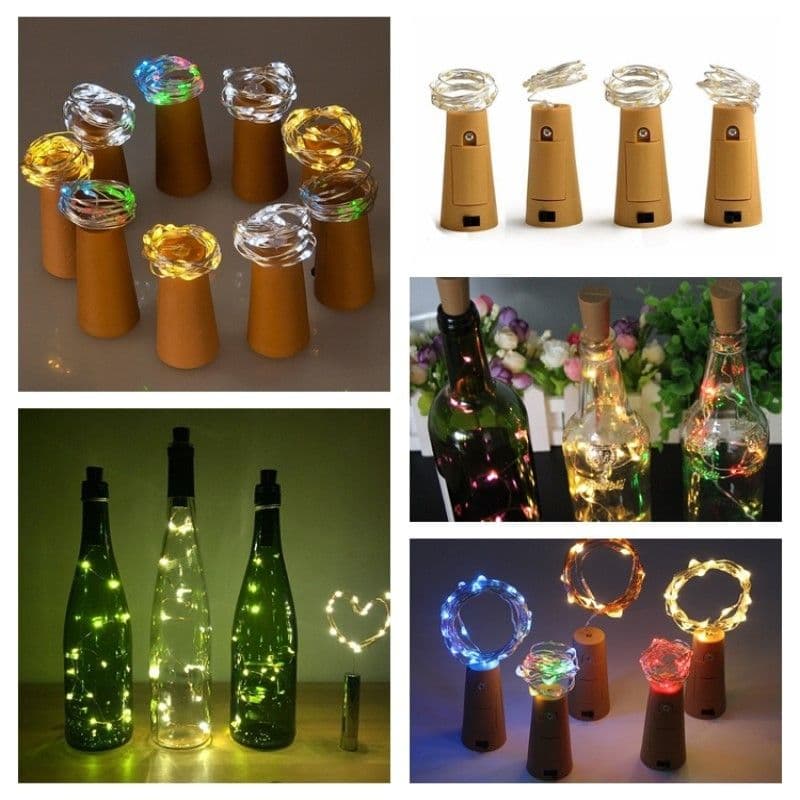 image-Wine Bottle Lights String 2M 20leds Christmas Decorations Copper Wire String Led Garland Lights Decor Wedding Festival Party