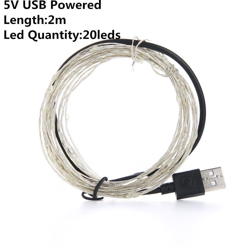 image-Christmas Light Led Outdoor Battery USB Powered 2m 5m10m String Lights Cooper Wire Garland Wedding Party Decoration Fairy Lights