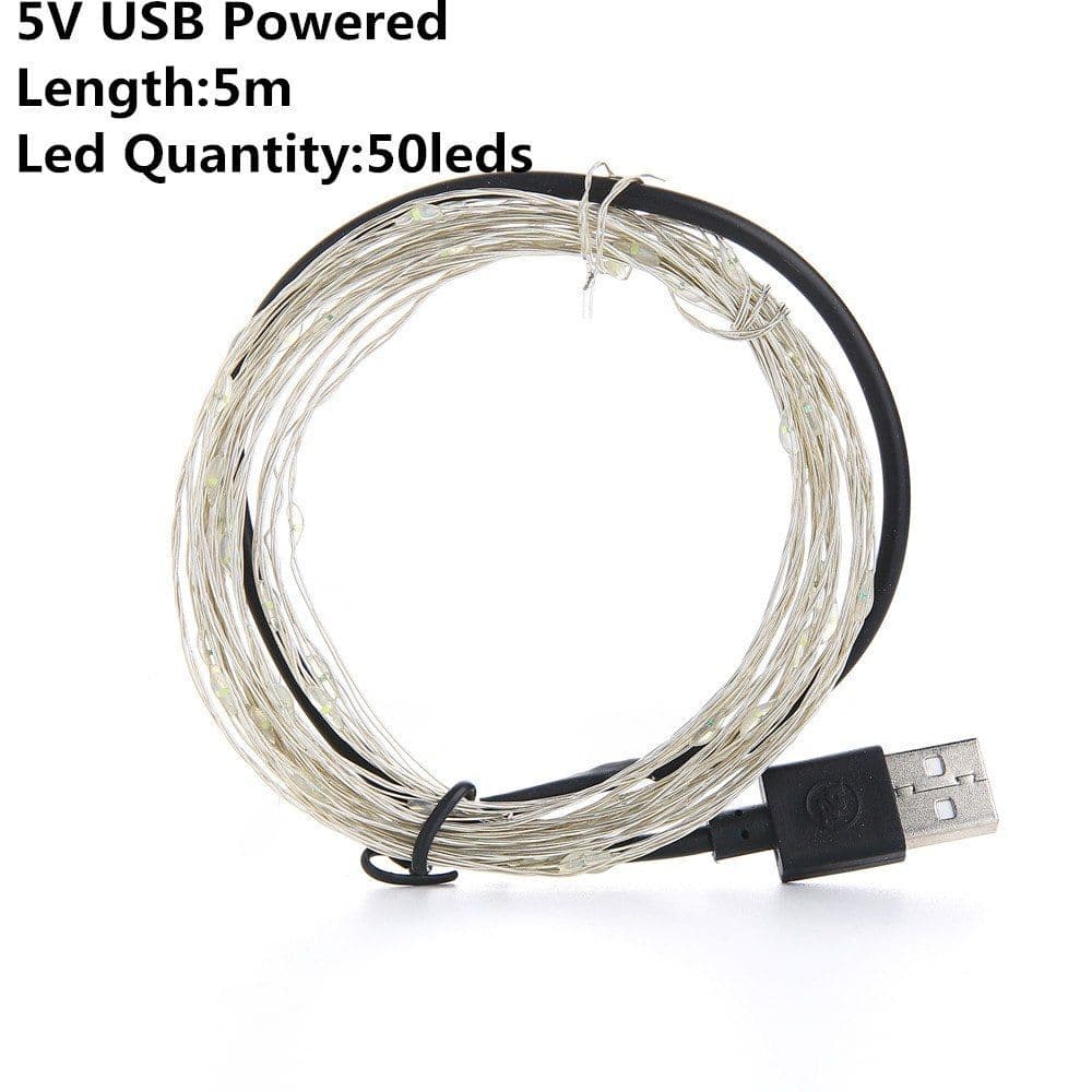 image-Christmas Light Led Outdoor Battery USB Powered 2m 5m10m String Lights Cooper Wire Garland Wedding Party Decoration Fairy Lights