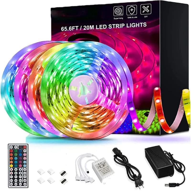 image-LED Strip Lights Lamp 5050 RGB Flexible Tape Diode 5M Controller Room Decor TV Computer BackLight Decoration Christmas