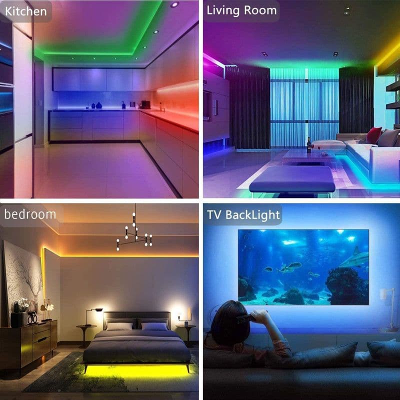 image-LED Strip Lights Lamp 5050 RGB Flexible Tape Diode 5M Controller Room Decor TV Computer BackLight Decoration Christmas