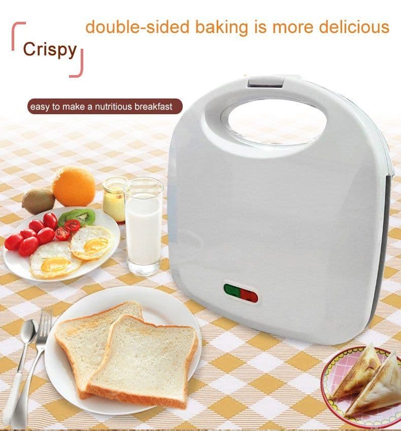 image-220V white color Double-sided breakfast sandwich machine panini toaster household omelette Fried steak sanwich maker