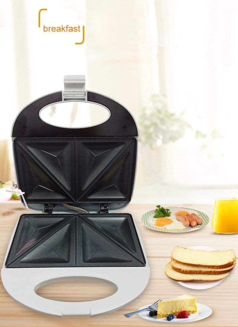 image-220V white color Double-sided breakfast sandwich machine panini toaster household omelette Fried steak sanwich maker