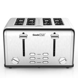 image-Prohibit Shelves In The Amazon. Toaster 4 Slice, Geek Chef Stainless Steel Extra-Wide Slot Toaster With Dual Control Panels Of Bagel,Defrost,Cancel Function,Ban Amazon