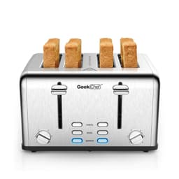 image-Prohibit Shelves In The Amazon. Toaster 4 Slice, Geek Chef Stainless Steel Extra-Wide Slot Toaster With Dual Control Panels Of Bagel,Defrost,Cancel Function,Ban Amazon