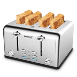 image-Prohibit Shelves In The Amazon. Toaster 4 Slice, Geek Chef Stainless Steel Extra-Wide Slot Toaster With Dual Control Panels Of Bagel,Defrost,Cancel Function,Ban Amazon