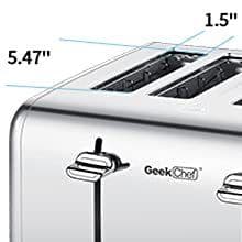 image-Prohibit Shelves In The Amazon. Toaster 4 Slice, Geek Chef Stainless Steel Extra-Wide Slot Toaster With Dual Control Panels Of Bagel,Defrost,Cancel Function,Ban Amazon