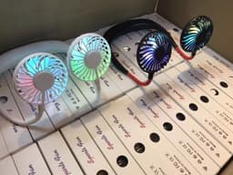 image-Charging portable lazy fan student desktop fan hanging neck fan