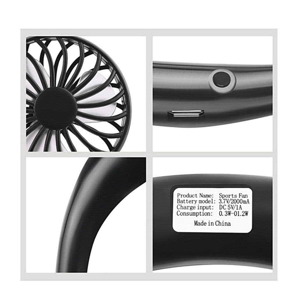 image-Charging portable lazy fan student desktop fan hanging neck fan