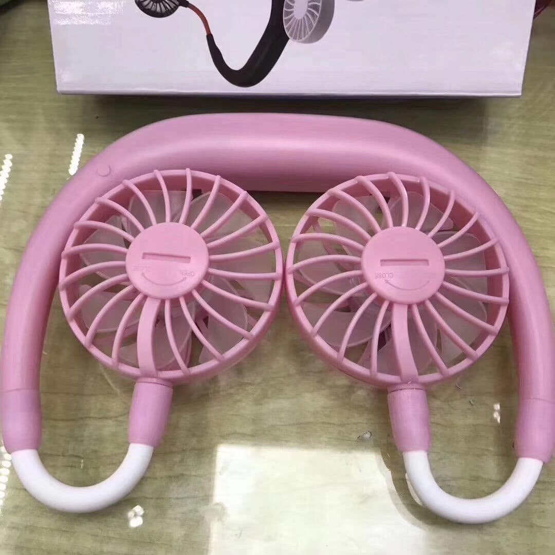 image-Charging portable lazy fan student desktop fan hanging neck fan
