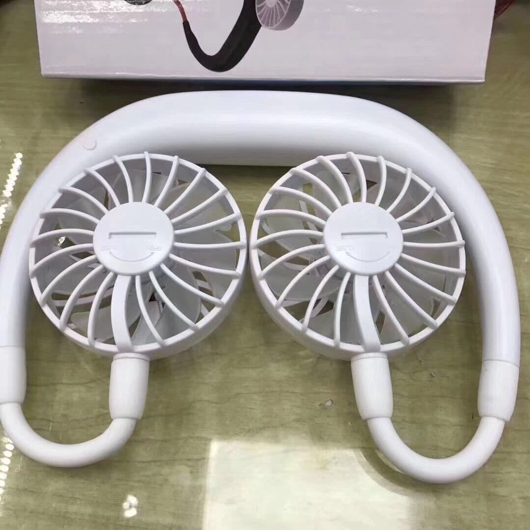 image-Charging portable lazy fan student desktop fan hanging neck fan