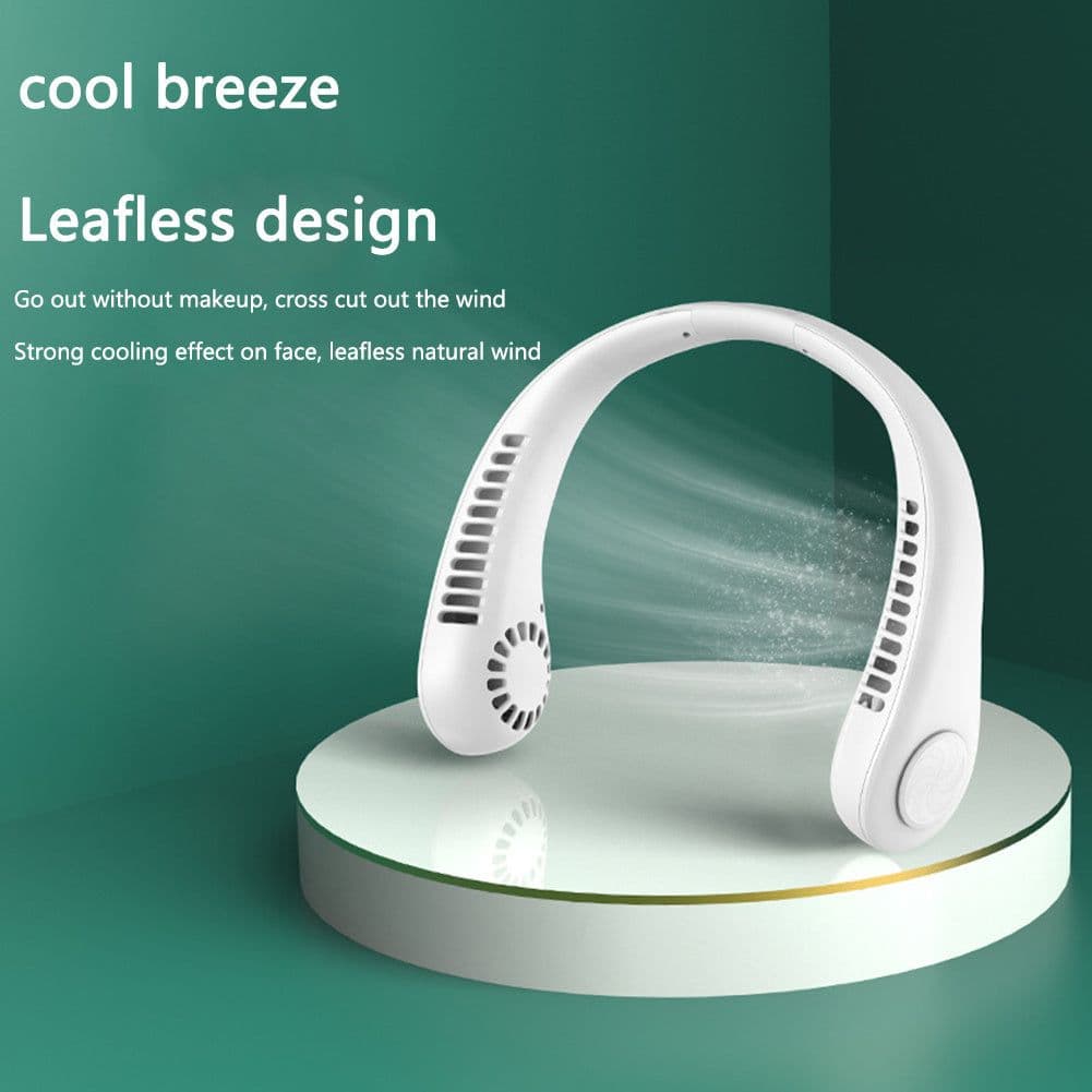 image-Hanging Neck Fan Portable Cooling Fan USB Leafless 360 Degree Neckband Fan 78 Surround Air Outlets 4000Mah Rechargeable