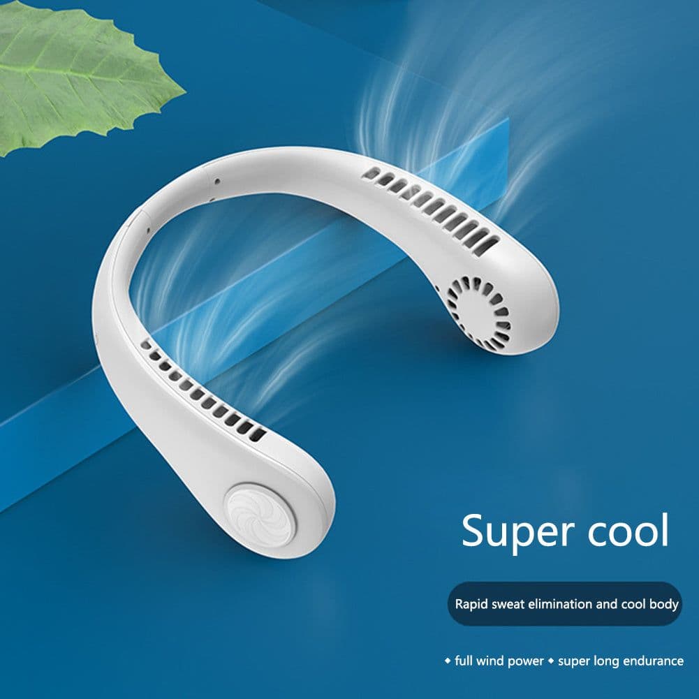 image-Hanging Neck Fan Portable Cooling Fan USB Leafless 360 Degree Neckband Fan 78 Surround Air Outlets 4000Mah Rechargeable