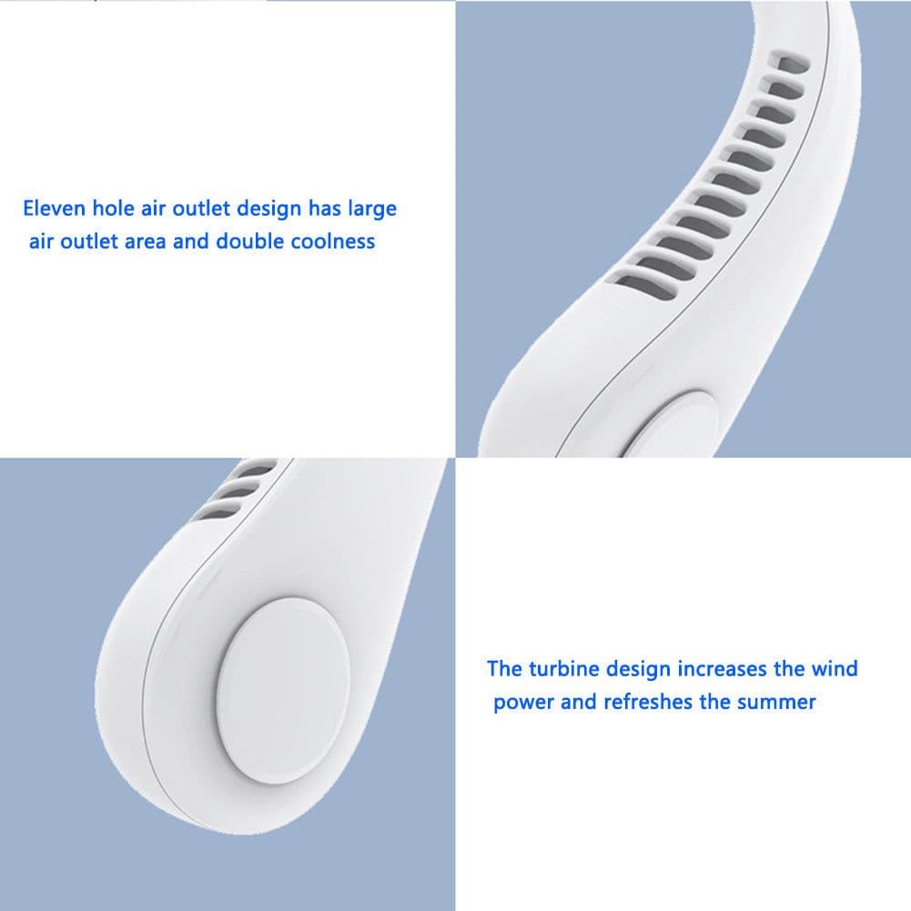 image-Hanging Neck Fan Portable Cooling Fan USB Leafless 360 Degree Neckband Fan 78 Surround Air Outlets 4000Mah Rechargeable