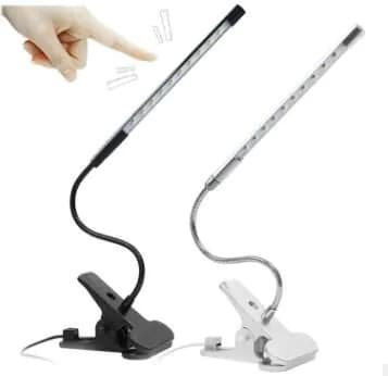 image-Clip on LED USB Light Flexible Reading Touch Desk Lamp