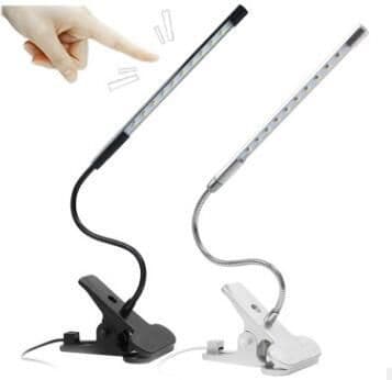 image-Clip on LED USB Light Flexible Reading Touch Desk Lamp