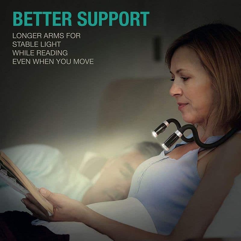 image-Flexible Neck Hug Book Light With LED Reading Lamp 3 Mode Portable Flashlight Soft Silicone Outdoor Camping Light Night Light