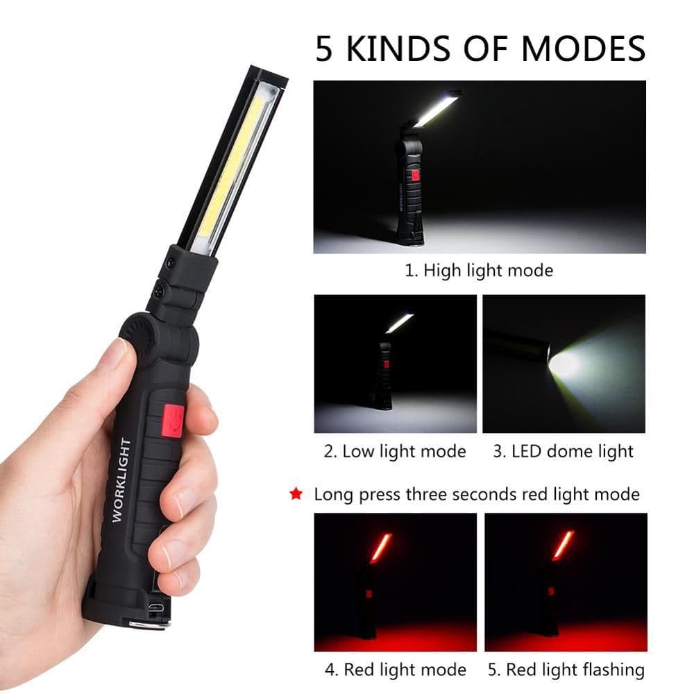image-COB LED Tactical Flashlight USB Rechargeable Torch Waterproof Work Light Magnetic Lanterna Hanging Lamp For Night Lighting