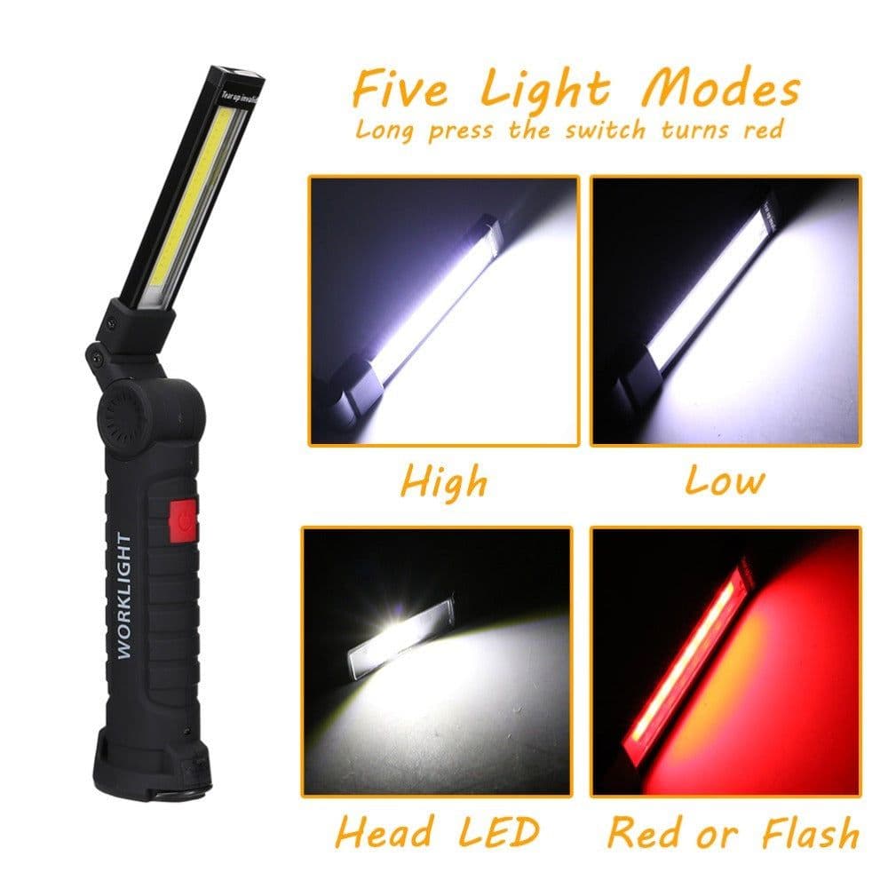 image-COB LED Tactical Flashlight USB Rechargeable Torch Waterproof Work Light Magnetic Lanterna Hanging Lamp For Night Lighting