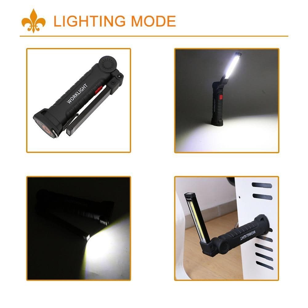 image-COB LED Tactical Flashlight USB Rechargeable Torch Waterproof Work Light Magnetic Lanterna Hanging Lamp For Night Lighting