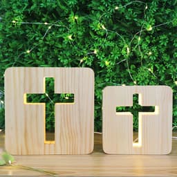 image-Solid wood hollow night lamp