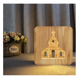 image-Solid wood hollow night lamp