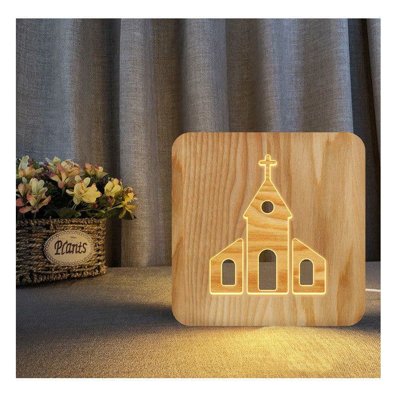 image-Solid wood hollow night lamp