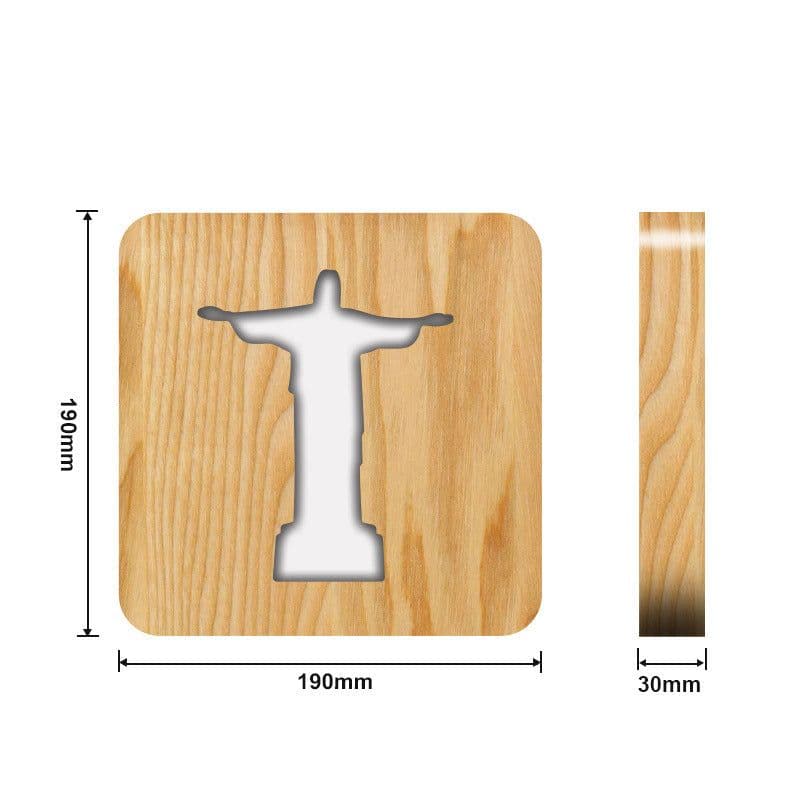 image-Solid wood hollow night lamp