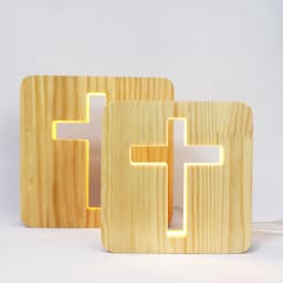 image-Solid wood hollow night lamp