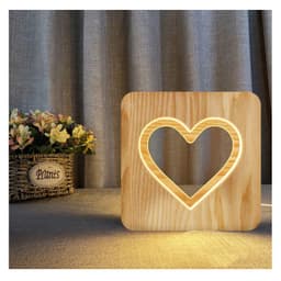 image-Solid wood hollow night lamp