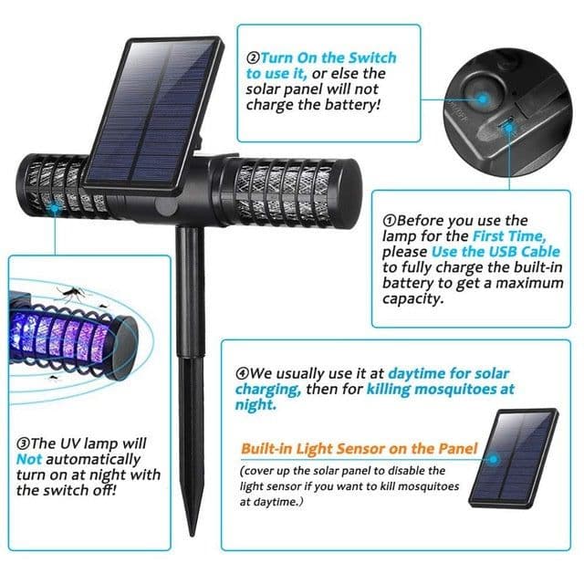 image-Outdoor garden mosquito killer lamp UV LED lamp IP65 waterproof insect repellent ring sunshine / USB automatic rechargeable mosquito killer lamp