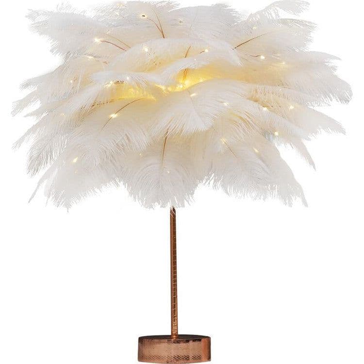 image-Feather Lamp Nordic Desk Lamp European-Style Bedroom Bedside Feather Table Lamp Night Light Table Lamp Decoration Modern