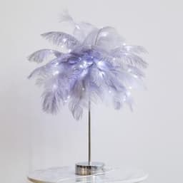 image-Feather Lamp Nordic Desk Lamp European-Style Bedroom Bedside Feather Table Lamp Night Light Table Lamp Decoration Modern