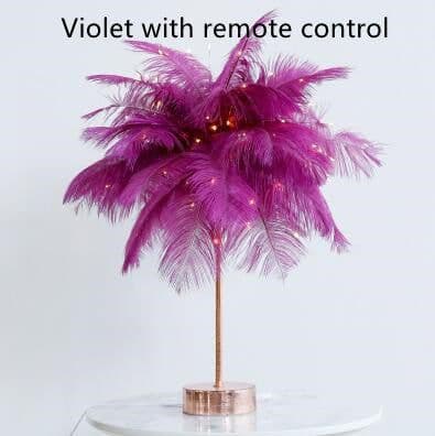 image-Feather Lamp Nordic Desk Lamp European-Style Bedroom Bedside Feather Table Lamp Night Light Table Lamp Decoration Modern