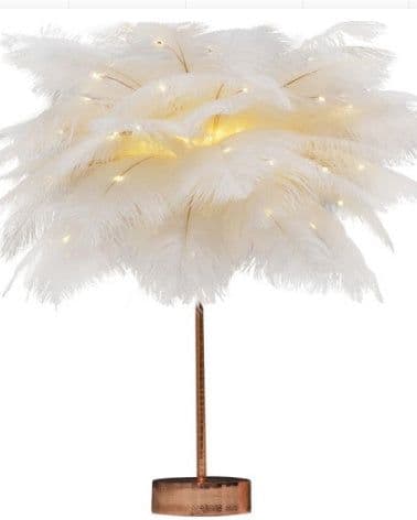 image-Feather Lamp Nordic Desk Lamp European-Style Bedroom Bedside Feather Table Lamp Night Light Table Lamp Decoration Modern