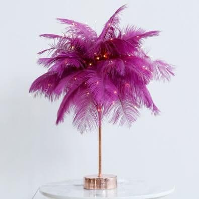 image-Feather Lamp Nordic Desk Lamp European-Style Bedroom Bedside Feather Table Lamp Night Light Table Lamp Decoration Modern