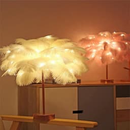 image-Feather Lamp Nordic Desk Lamp European-Style Bedroom Bedside Feather Table Lamp Night Light Table Lamp Decoration Modern