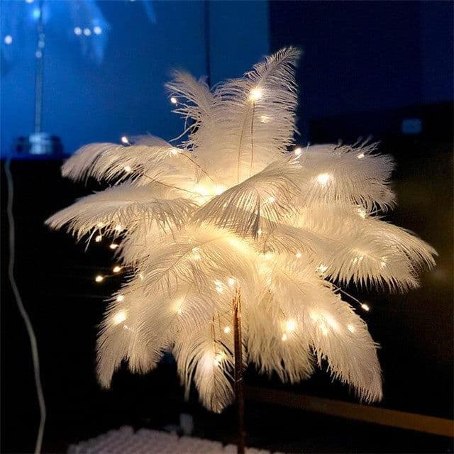 image-Feather Lamp Nordic Desk Lamp European-Style Bedroom Bedside Feather Table Lamp Night Light Table Lamp Decoration Modern