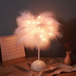 image-Feather Lamp Nordic Desk Lamp European-Style Bedroom Bedside Feather Table Lamp Night Light Table Lamp Decoration Modern